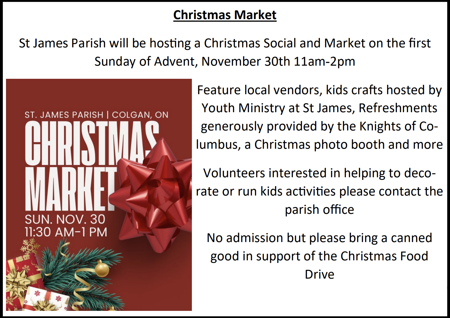 Christmas Market nov 30