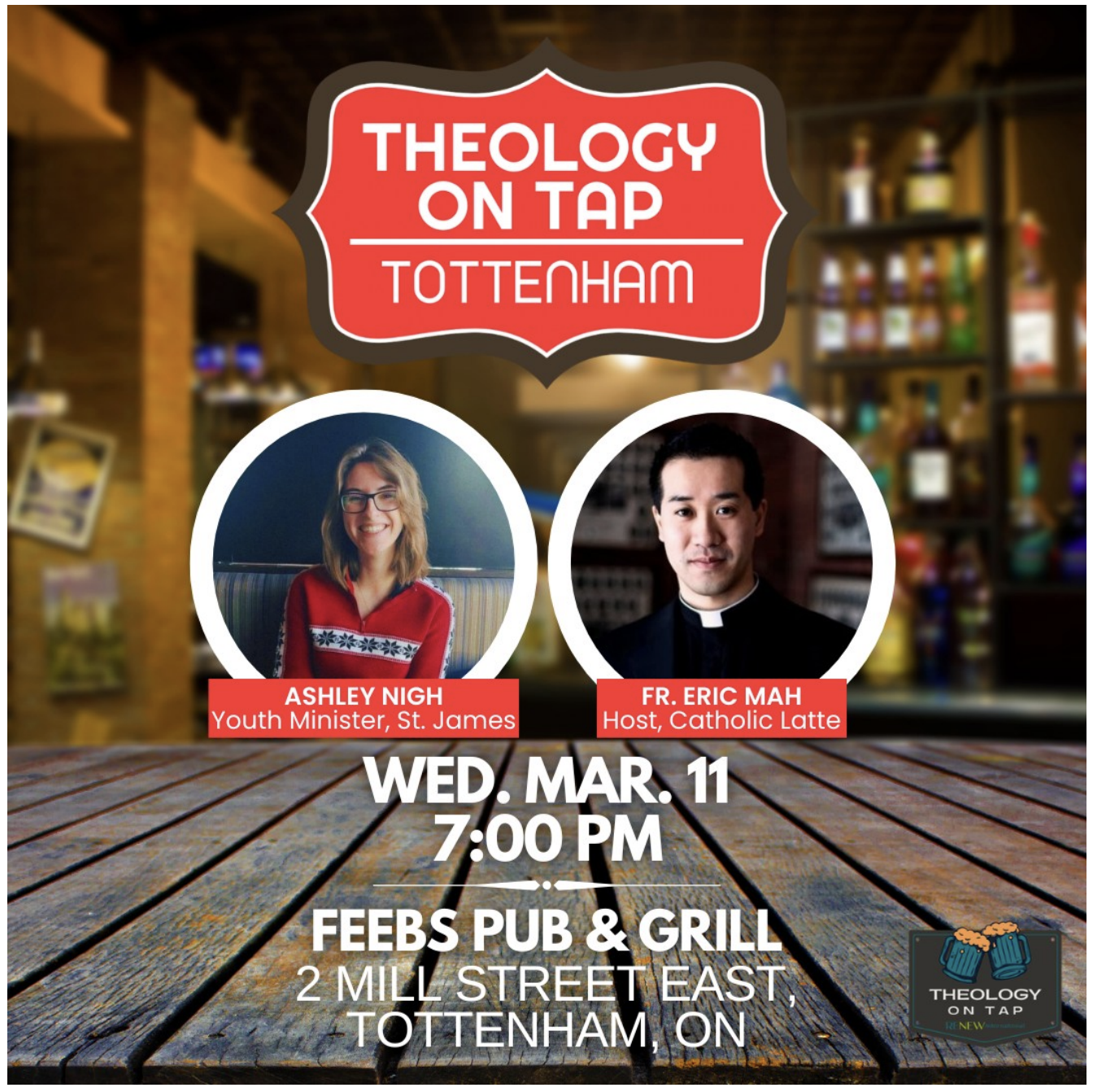 Thology on Tap poster for Mar 11